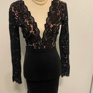 Lace deep V bodycon dress